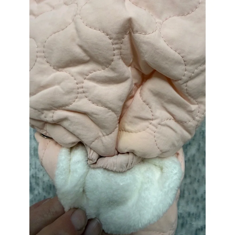 Gap Baby Girl Quilted‎ Heart Sherpa Lined Pram Suit Snowsuit Pink 18 Months NEW